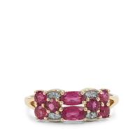 Nigerian Rubellite Ring with Diamond in 9K Gold 1.15cts