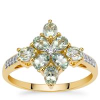 Aquaiba™ Beryl Ring with White Zircon in 9K Gold 1.20cts