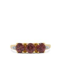 Umba Valley Red Zircon Ring with White Zircon in 9K Gold 2.40cts