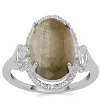 Menderes Diaspore Ring with White Zircon in Sterling Silver 6.75cts