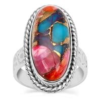 Multi-Color Oyster Copper Mohave Turquoise Ring in Sterling Silver 10cts 