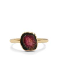 Parti Colour Tourmaline Ring in Gold Plated Sterling Silver 1.20cts