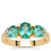 Botli Green Apatite Ring with White Zircon in 9K Gold 1.95cts