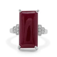 Bharat Ruby Ring with White Zircon in Sterling Silver 15.85cts