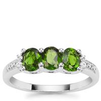 Chrome Diopside Ring with White Zircon in Sterling Silver 1.23cts