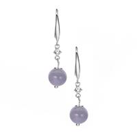 Type A Lavender Jadeite Earrings with White Topaz in Sterling Silver 10.26cts