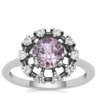 Rose du Maroc Amethyst Ring with White Zircon in Sterling Silver 1.72cts