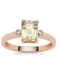 Minas Novas Hiddenite Ring with Diamond in 9K Rose Gold 1.95cts