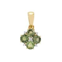 Congo Green Tourmaline Pendant with White Zircon in 9K Gold 1.10cts
