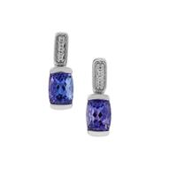 AAA Tanzanite Earrings with White Zircon in 9K White Gold 2.45cts