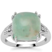 Gem-Jelly™ Aquaprase™ Ring with White Zircon in Platinum Plated Sterling Silver 7.15cts