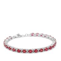 Malagasy Ruby Bracelet with White Zircon in Sterling Silver 15.51cts (F)