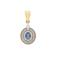 Ceylon Blue Sapphire Pendant with White Zircon in 9K Gold 0.65ct
