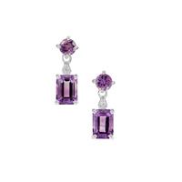 Moroccan Amethyst Earrings with White Zircon in Sterling Silver 2.50cts