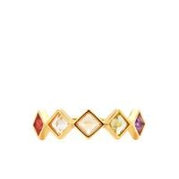 Kaleidoscope Gemstone Ring in Gold Tone Sterling Silver 1.50cts