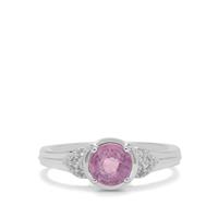  Ilakaka Hot Pink Sapphire Ring with White Zircon in Sterling Silver 1.35cts (F)