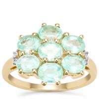 Siberian Emerald Ring with White Zircon in 9K Gold 2.53cts