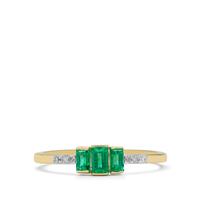 Panjshir Emerald Ring with Diamond in 9K Gold 0.45ct