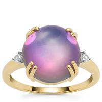 Purple Moonstone Ring with White Zircon in 9K Gold 7.20cts