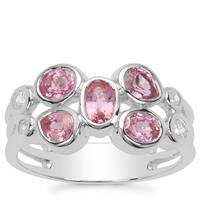 Rose Cut Sakaraha Pink Sapphire Ring with White Zircon in Sterling Silver 1.70cts