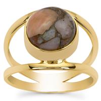 Copper Mojave Opal Ring in Gold Plated Sterling Silver 4cts