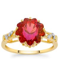 Lehrer Nine Star Cut Rouge Topaz Ring with Diamond in 9K Gold 5.10cts