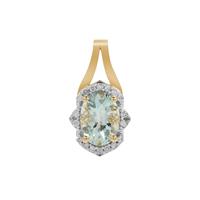 Aquaiba™ Beryl Pendant with Diamond in 9K Gold 1.10cts