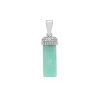 Gem-Jelly™ Aquaprase™ Pendant with White Zircon in Platinum Plated Sterling Silver 8.90cts