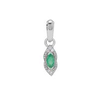 Santa Terezinha Emerald Pendant with White Zircon in Sterling Silver 0.25ct