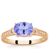 AAA Tanzanite Ring with White Zircon in 9K Gold 1.47cts