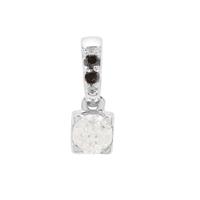 Diamond Pendant with Black Diamond in Sterling Silver 0.22ct