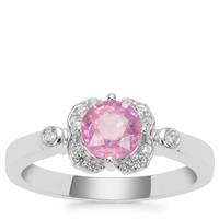 Ilakaka Hot Pink Sapphire Ring with White Zircon in Sterling Silver 1.30cts (F)