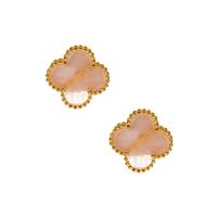Rose Quartz Earrings in Gold Tone Sterling Silver 4cts