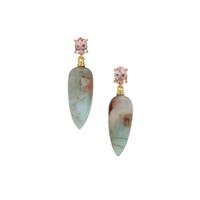 Aquaprase™ Earrings with Cherry Blossom™ Morganite in Gold Plated Sterling Silver 33.20cts