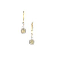 Natural Yellow Diamonds Earrings with White Diamonds in 9K Gold 0.75ct