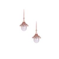 Kaori Cultured Pearl Earrings with White Topaz in Rose Tone Sterling Silver (12mm x 8.50mm)