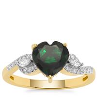Tsavorite Garnet Ring with Diamond in 18K Gold 2.20cts