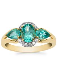 Botli Apatite Ring with White Zircon in 9K Gold 1.90cts