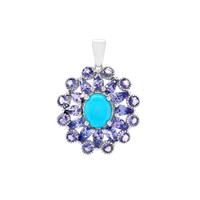 Sleeping Beauty Turquoise Pendant with Tanzanite in Sterling Silver 5.25cts