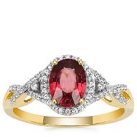 Malawi Garnet Ring with White Zircon in 9K Gold 1.75cts