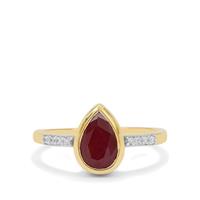Burmese Ruby Ring with White Zircon in 9K Gold 1.65cts