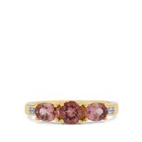 Rosé Apatite Ring with White Zircon in 9K Gold 1.53cts