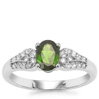 Chrome Diopside Ring with White Topaz in Sterling Silver 1.12cts