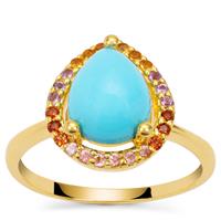 Kaleidoscope Gemstone Ring Gold Plated Sterling Silver 2.45cts