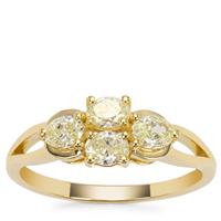 Natural Yellow Diamond Ring in 9K Gold 0.84ct
