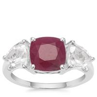 Bharat Ruby Ring with White Topaz in Sterling Silver 4.52cts