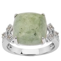 Moss-in-Snow Jade & White Topaz Ring in Sterling Silver 9.94cts