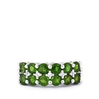 Chrome Diopside Ring with White Topaz in Sterling Silver 2.38cts