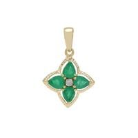 Zambian Emerald Pendant with White Zircon in 9K Gold 1.20cts