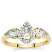 Aquaiba™ Beryl Ring with Diamond in 9K Gold 1.10cts